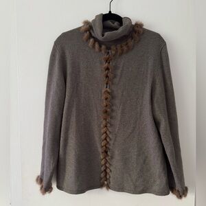 DD Collection Cashmere blend with Mink Trim Sweater Set